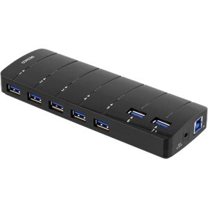 Deltaco Usb 3.0 Hub, 7 X Usb-A Porter, Strømadapter Inkludert, Svart