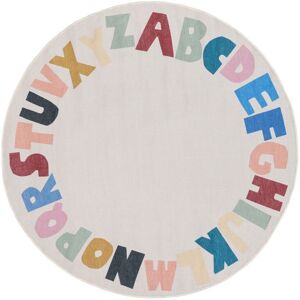 RugVista Alphabet Teppe - Lysegrå / Flerfarget Ø 150