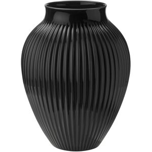 Knabstrup Keramik Knabstrup vase riflet 35 cm Svart