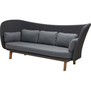 Peacock Rope 3-seters sofa Cane-Line Natté dark grey, inkl. grå puter, ben i teak