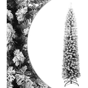 vidaXL Slankt kunstig juletre med flokket snø grønn 180 cm PVC