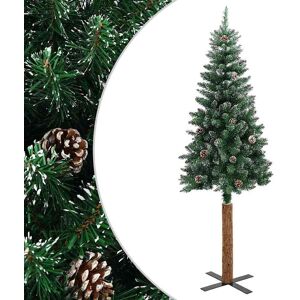 vidaXL Slankt juletre med ekte tre og hvit snø grønn 180 cm