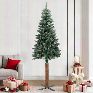 vidaXL Slankt juletre med ekte tre og hvit snø grønn 210 cm