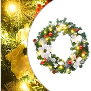 vidaXL Julekrans med LED-lys grønn 60 cm PVC