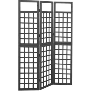 vidaXL Romdeler/espalier 3 paneler heltre gran svart 121x180 cm