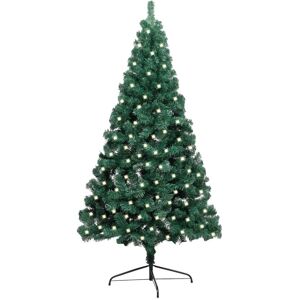 vidaXL Forhåndsbelyst kunstig halvt juletre med stativ grønn 240cm PVC