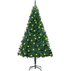 vidaXL Forhåndsbelyst kunstig juletre med tykke grener grønn 150 cm