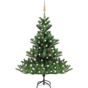 vidaXL Nordmann kunstig juletre med LED og kulesett gran grønn 150 cm