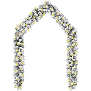 vidaXL Julegirlander med LED og flokket snø grønn 10 m PVC