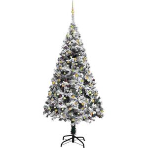 vidaXL Forhåndsbelyst kunstig juletre med kulesett grønn 210 cm PVC