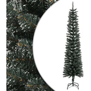 vidaXL Kunstig slankt juletre med stativ grønn 240 cm PVC
