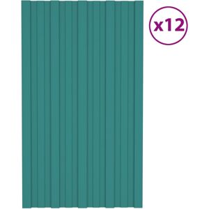 vidaXL Takplater 12 stk grønn 80x45 cm galvanisert stål