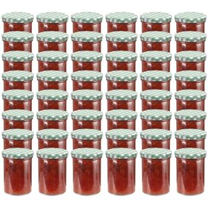 vidaXL Syltetøyglass med hvite og grønne lokk 48 stk 400 ml
