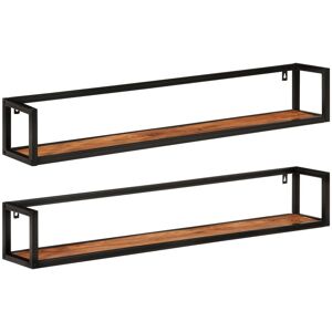 vidaXL Vegghyller 2 stk 110x17x17 cm heltre akasie og jern