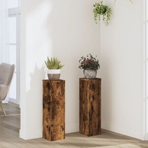 vidaXL Plantestativer 2 stk røkt eik 17x17x60 cm konstruert tre