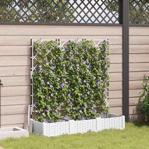vidaXL Hageplantekasse med espalier 3 stk Hvit 120x40x125.5 cm