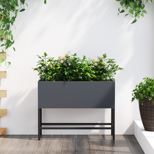 vidaXL Høystående Hagebed 60x26x45 cm Antrasitt Stål