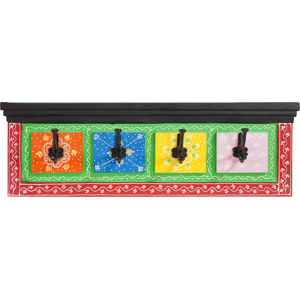 vidaXL vegghengt knaggrekke med 4 kroker 80x25x2 cm Solid mango tre & konstruert tre