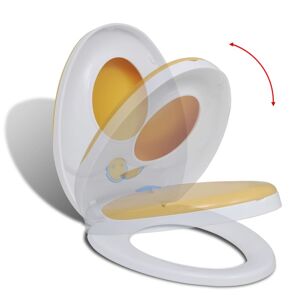 vidaXL Toalettsete med myk lukkefunksjon for voksne og barn hvit og gul