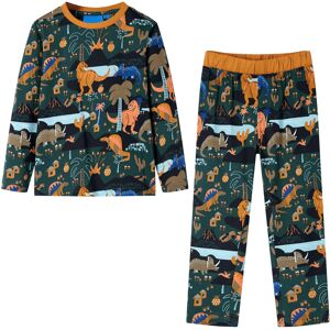 vidaXL Pyjamas for barn med lange ermer mørkegrønn 92