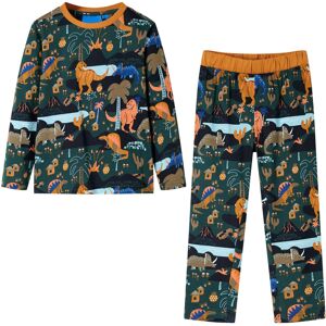 vidaXL Pyjamas for barn med lange ermer mørkegrønn 140