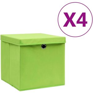 vidaXL Oppbevaringsbokser med deksler 4 stk 28x28x28 cm grønn
