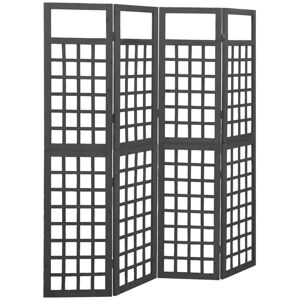vidaXL Romdeler/espalier 4 paneler heltre gran svart 161x180 cm