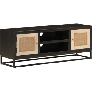 vidaXL TV-benk svart 110x30x40 cm heltre mangotre og jern