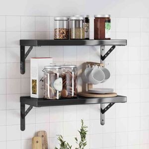 vidaXL Vegghyller 2 stk 50x23,5 cm svart rustfritt stål