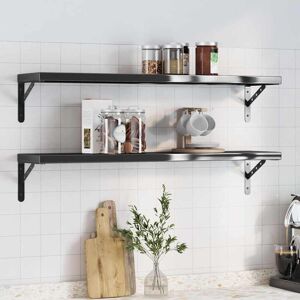 vidaXL Vegghyller 2 stk 100x23,5x3 cm svart rustfritt stål