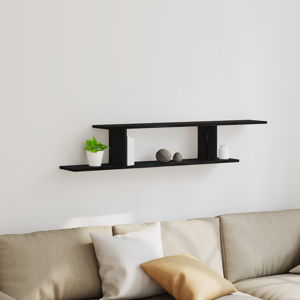 vidaXL Veggmontert TV-hylle Svart Eik 125x18x23 cm Laget av tre