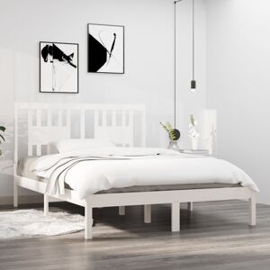 vidaXL Sengeramme hvit heltre 135x190 cm Double
