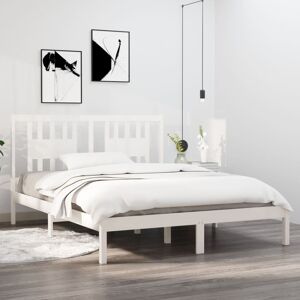 vidaXL Sengeramme hvit heltre furu 140x200 cm