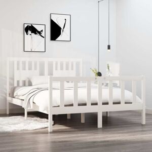 vidaXL Sengeramme hvit heltre 140x190 cm