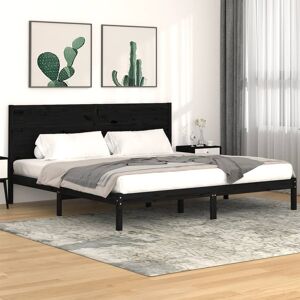 vidaXL Sengeramme svart heltre furu 200x200 cm