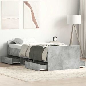 vidaXL Sengeramme med hode- og fotgavl betonggrå 100x200 cm