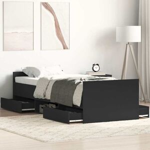 vidaXL Sengeramme med hode- og fotgavl svart 90x190 cm
