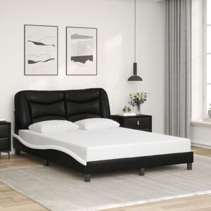 vidaXL Sengeramme med hodegavl svart og hvit 135x190 cm kunstlær