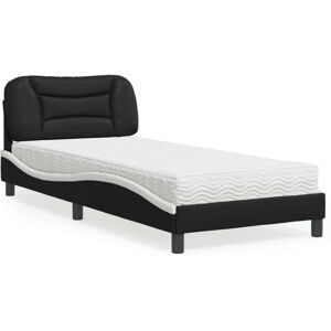 vidaXL Seng med madrass svart og hvit 90x190 cm kunstig lær