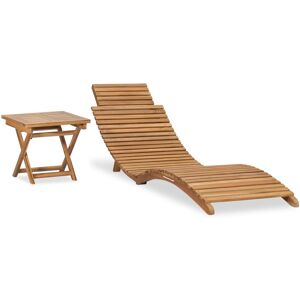 vidaXL Sammenleggbar solseng med bord heltre teak