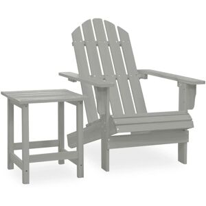 vidaXL Adirondack hagestol med bord heltre gran grå