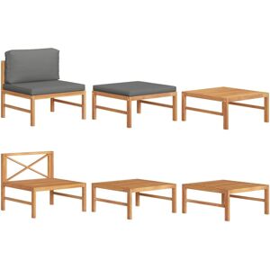 vidaXL Hagesofagruppe med mørkegrå puter 3 deler teak