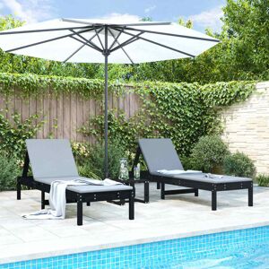 vidaXL Solsenger 2 stk med bord svart heltre furu