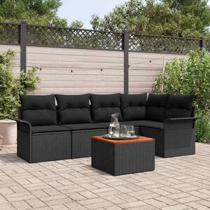 vidaXL Hagesofa Set 6 pcs Svart Poly rattan