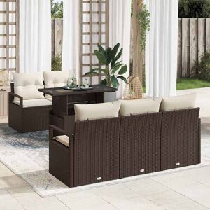 vidaXL Hagesofa Set med pute 6 pcs Brun og krem 100 x 55 x 73 cm