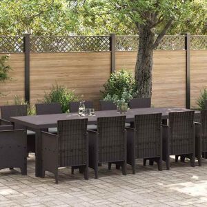 vidaXL Hage Spisegruppe 13 pcs Brun og Lys grå Rattan og Puter