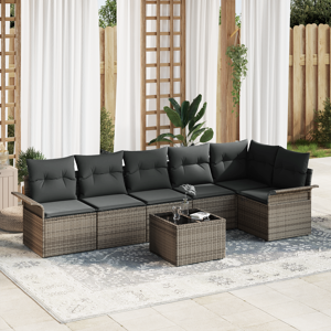 vidaXL 6-delt hagesofa med puter i svart poly rattan