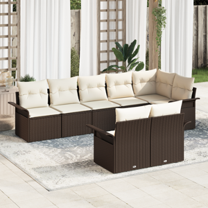 vidaXL 8-delt Hagesofa Set med Puter Brun Poly Rattan