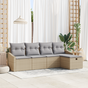vidaXL 5-delt hagesofaset med puter Beige Polyrotting