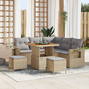 vidaXL 8-delt hagesofa-sett med puter Beige Poly Rattan Akasie